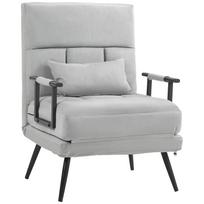 3-in-1 transformuojamas fotelis-viengulis, 5 padėčių atlošas, porankiai ir pagalvėlė, aksomo efektas, pilkos spalvos 71 x 71 x 97 cm