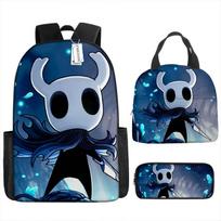 Classic Popular Funny Novelty Hollow Knight 3D Print 3pcs/Set pupil School Bags Laptop Daypack Backpack Lunch bag Pencil Case gray