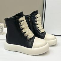 Vintažiniai dizainerių vaikiški batai Madingi aukštakulniai platforminiai juodos odos kasdieniai mergaitėms berniukams masyvūs sportbačiai 26(Insole16cm) gray