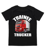 Trainee trucker truck HGV lorry driver black t-shirt kids children 100% cotton 110 gray