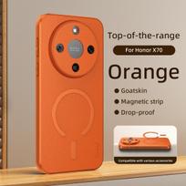 For Huawei Honor Magic 8 Lite Case Luxury PU Leather Skin Magnetic MagSafe Protective Back Cover Case For Magic 8 Lite Shell HONOR Magic8 Lite oranžinė