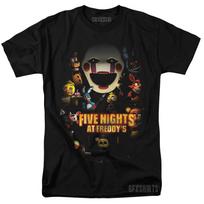 Penki naktys pas Freddy'į Marškinėliai FNAF Help Wanted Fazbear grafinio dizaino Marškinėliai L brown