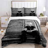 Eminem Hip-Hop Singer Print Bedding Set Exquisite Duvet Cover Comforter Set Luxury Bed Supplies Gift for Birthday 135x200cm gray