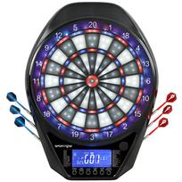 Electronic Dartboard Illuminated Electronic Dart Game Oversized LED Screen Rechargeable Black 60.5 x 45.5 x 3.6 cm