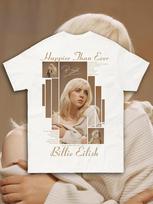 Billie Eilish Happier Than Ever Grafinis Marškinėlis Vyrams Moterims Hip Hop Pop Muzikos Marškinėlis Laisvalaikio Medvilniniai Drabužiai Vintažiniai Marškinėliai 4XL beige
