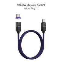 240W Magnetic Charging Cable PD3.1 5A Fast Charging USB C Cable Magnetic Phone Charger Cord for 17 Pro Max Samsung 0.5m black