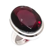 Natūralaus granato brangakmenio rankų darbo 925 svarų sterlingų sidabro žiedas Dydis 6.5 ETC-12463 black