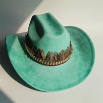 New Handmade Belt Suede Western Cowboy Hat Wide Brim Cowgirl Hat Party Hat  Stage Hat  Cattleman Knight Hat M 56-58 black