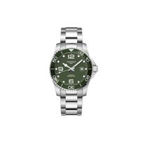 Longines Concas Diving Series Automatic Mechanical Movement 300 Meters Water Resistant Watch 41 Mm Green Dial Stainless Steel Bracelet L3.781.4.06.6 Regular Watch Box gray