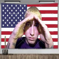 American Rap God Hip Pop Music Flag Eminem Tapestries Wall Hanging Meme Tapestry Art Aesthetic Room Decor Bedroom Wallpapers 100X70CM gray