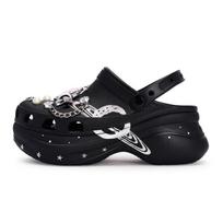 Crocs Bae Clog REGO Hot Dog Lost Saturn Feeling Comfortable and Versatile Hole Shoes Women's Black Silver 34-35