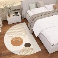 Simple Lines Semi-Circular Carpet Durable And Easy To Clean Home Bedroom Bedside Rug Entrance Doormat Home Decor 80x120cm 31x47inch gray