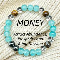 Abundance & Money Crystal Beaded Bracelet with Amazonite, Tiger Eye Clear Quartz įvairiaspalvis