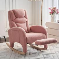 Reguliuojamas modernus sūpuoklinis krėslas lopšiui meškiukas dramblio kaulo spalvos masyvo medžio su patogia kojų atrama namų baldai svetainei Single seat:66*94*98cm