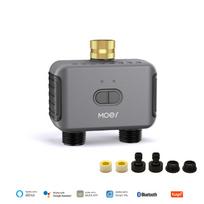 Bluetooth Smart 2 Outlet Water Timer G3/4 Inch Thread EU Standard Tuya APP Remote Irrigation Valve Rain Delay Garden Water Controller gray