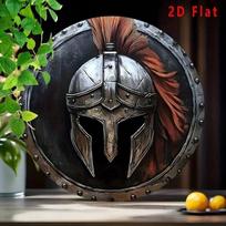 Round Spartan Helmet Metal Wall Art Sign for Cafe Bar Decor gray