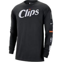 Nike X NBA Collaboration Los Angeles Clippers Letter Print Pullover Crew Neck Breathable Long Sleeve T-Shirt Men T-Shirt Black FN1110-010 L black
