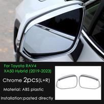 For Toyota RAV4      RAV 4 XA50 Hybrid Car Rearview Mirror Eyebrow Rainproof Rain Trims Cover Accessories Chrome 2pcs gray