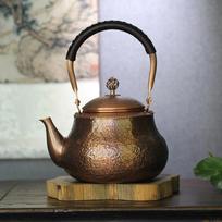 Kriaušės formos gryno vario arbatinukas, rankų darbo plaktas varinis virdulys, namų dujinis virdulys arbatai, Kung Fu sveikatos virdulys, 1,5 l black