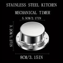 1 Style with 2 Options: Kitchen Mechanical Timer, Rotating Stainless Steel Countdown Timer for Cooking Time Management white