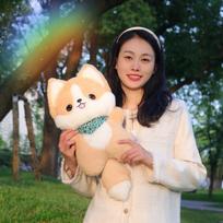 Cute dog Husky Shiba Inu doll plush toy side animal doll children's soothing rag doll birthday gift 40cm（0.35kg） white