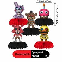 FNAF Cartoon Theme Game Five Nights at Freddy's Birthday Decoration Honeycomb Table for Baby Shower Party Supplies Accessories 5Pcs black