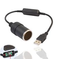 ALLVD Car Cigarette Lighter Socket, USB Port, 12 V, Female Adapter Cord for Cars, black