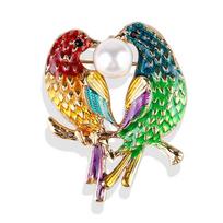 Mandarin Duck Pearl Brooch Drop Oil Enamel Animal Design Exquisite Hypoallergenic Luxury Long-lasting Color Women's Pin beige