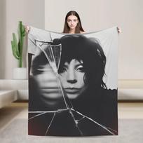 Lady Singer Rock Album Gagas Knitted Blankets Y2K Tour Flannel Throw Blanket Rug Piece Ultra-Soft Warm Bedspread Multifunction 75x90cm gray