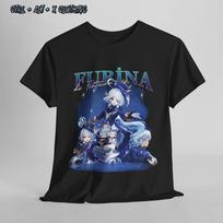 Genshin Impact Tee furina Design Gamer Shirt Anime Graphic Top Unisex S black