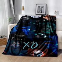 3D THE WEEKND,XO Alternatyvus R&B Abel Tesfaye Flanelinis pledas, Minkštas apklotas namams Miegamajam Lovai Sofai Kelionėms Vaikui Dovana Size: 75*100cm, Weight: 230 GSM gray