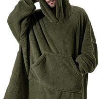 Fleece Hoodies Antklodė moterims Vyriškas megztinis su gobtuvu Patogus megztinis antklodė namų drabužiai One Size armijos žalia spalva
