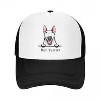 Madinga bulterjero šuns trucker kepuraitė moterims unisex, individualiai reguliuojama, suaugusiųjų, naminių gyvūnėlių, gyvūnų beisbolo kepuraitė, lauko snapback kepuraitės Trucker Hat white