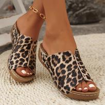 „Trend Open Toe“ moteriškas pleištas, vasaros mados leopardo raštas, kvėpuojantys, patogūs sandalai, moteriška sagtimi, moteriška avalynė 38 brown