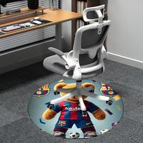 FC Barcelona, Rakuten Kėdės kilimėlis Apvalus kilimas Biuro kilimas, Skalbiamas mašinoje, Neslystantis, Tinka svetainėms, Miegamiesiems 80cm gray