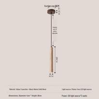 Minimalist Yellow Travertine & Walnut Bedside Pendant Lamp gray