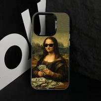 Humorous M-Mona L-Lisa Art Phone Case For iPhone 17,16,15,14,13,12,11 Plus,Pro Max,XS,Colored Silver Plated Inside Cover iPhone16plus brown