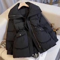 Žieminis trumpas stovimos apykaklės storas duonos striukė pūkinė Ottwear moteriška striukė su raišteliu medvilne užpildyta apranga pūkinis paltas parkas S