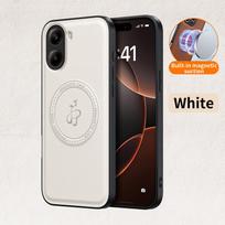 Wireless Charging Magnetic Case for Xiaomi Poco X7 Pro 5G Protective Cover PU Leather Hard Back Shell Coque Funda Poco x7 pro balta