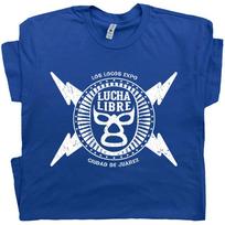Lucha Libre Marškinėliai Vintage Meksikietiška Luchador Imtynininko Kaukė Šauni 80-ųjų Grafinė Marškinėliai S blue