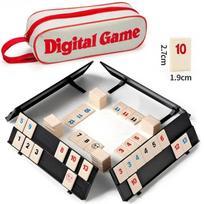 Cube Game Set With Portable Case, Rummy Tiles Travel Set For Family Classic Board Games-Rummy Cube Game With 4 Racks, 106 Rummy gray