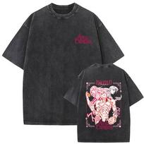 Washed Vintage Anime Jojos Bizarre Adventure Kira Yoshikage Killer Queen Graphic Tshirt Men Women Manga Fashion Retro Tshirt S black