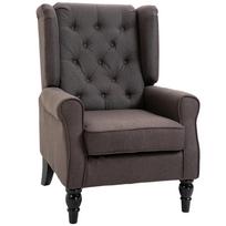 Armchair Wing Chair with Armrests, Lounge Chair with Cushion, Tufting, High Backrest Armchair with Wooden Legs, Recliner for Living Room, Bedroom 74 x 86 x 102 cm ruda