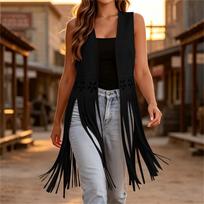 Women's Casual Sleeveless Western Jacket L kupranugaris