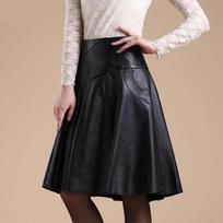 Flare Fashion Women's Skirt Leather Lambskin Stylish Black Handmade Hot Genuine S juoda