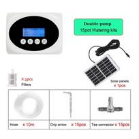 Double Pump Intelligent Drip Irrigation System  Timer Solar Energy Potted Plant Automatic Watering Device Garden Water Pump green