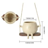 1 PC Succulent Flower Pots Lovely Swing Face Planter Pot Plant Hanger Wall Hanging Planter Decor Home Garden Supplies Flower Pot balta