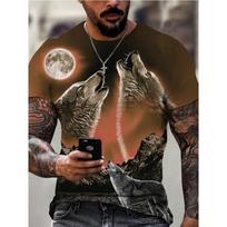 T-Shirt Man New Wolf 3D Printed Short Sleeve Summer Fashion Outdoor Street Style Design Tops Large Size Loose Men's T-Shirt S black