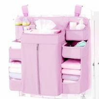 Foldable Baby Crib Hanging Storage Bag - Large Capacity Organizer 14 x 50 x 58 cm rožinė