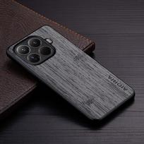 Dėklas Xiaomi 15T Pro 13T 12T Pro Bambuko medžio rašto odinis telefono dėklas Prabangus Coque Funda Xiaomi 15T Pro 5G dėklui Capa Xiaomi 13T tamsiai pilka spalva